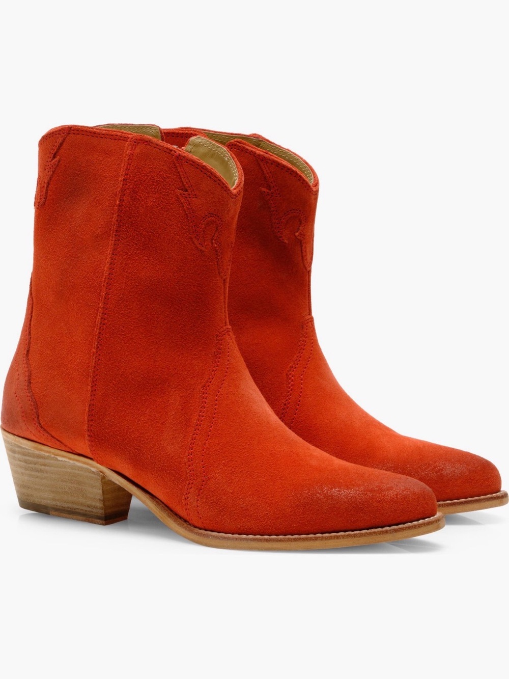 NWT Free People New Frontier Western Ankle Cowboy Boots in Coral Fusion